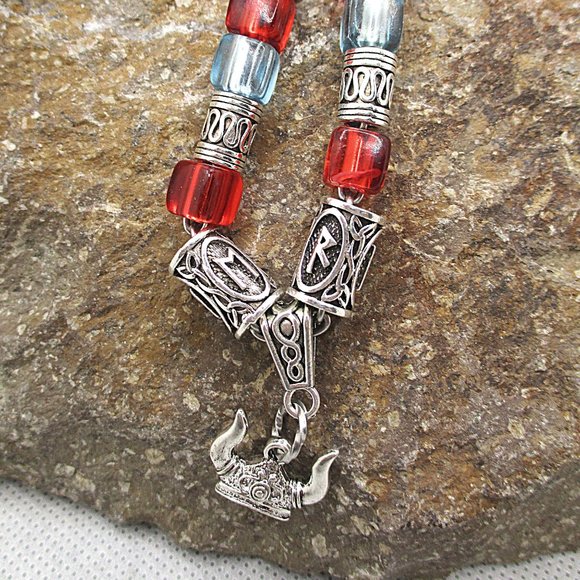 KID VIKING HELMET PENDANT WITH RUNES LETTER NECKLACE - Picture 9 of 10